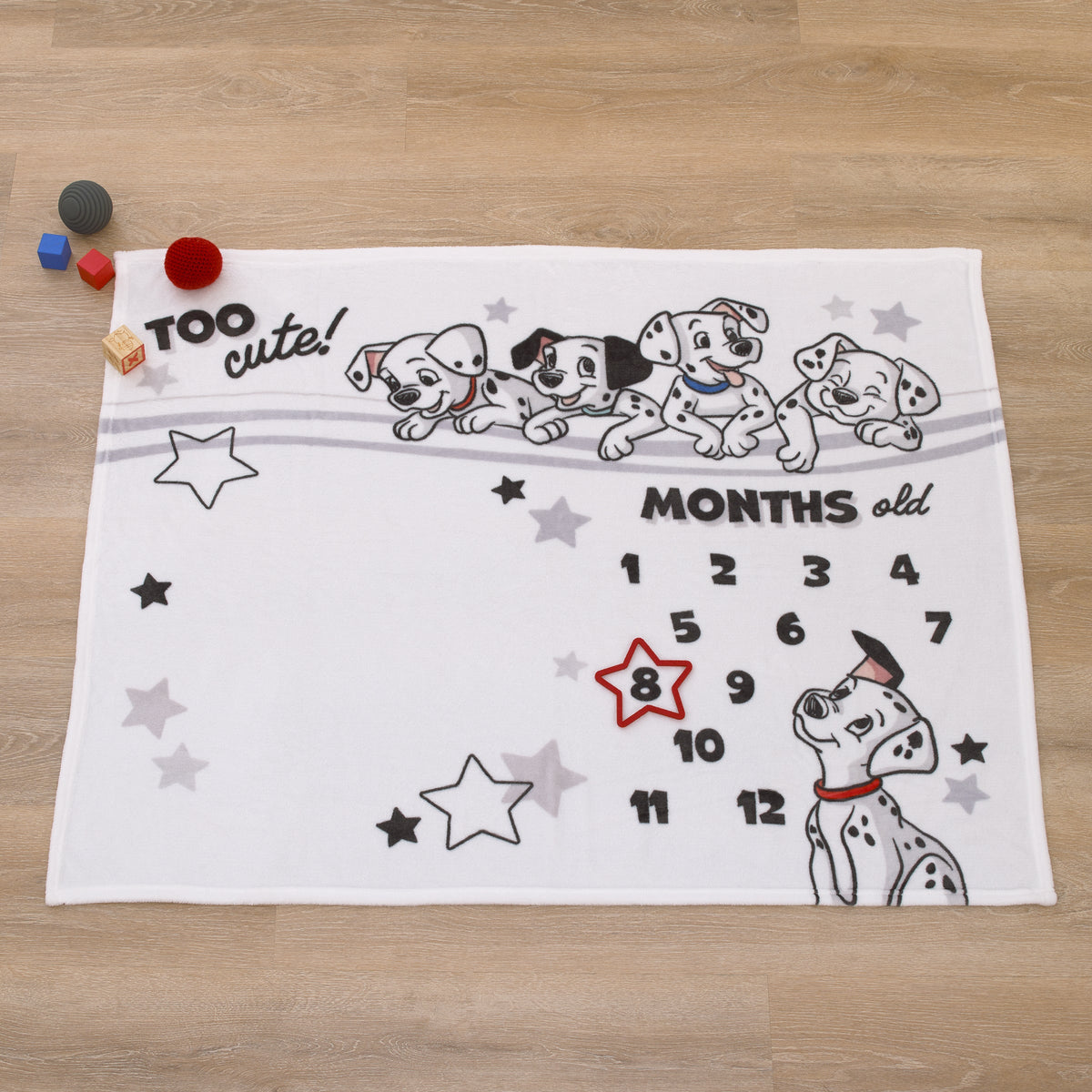 Disney 101 Dalmatians White and Black Too Cute Super Soft Photo Op Milestone Baby Blanket