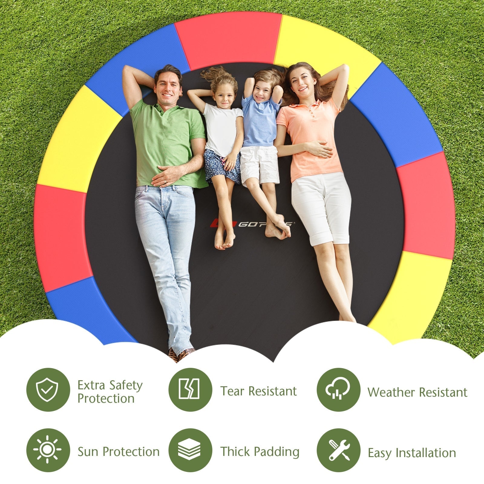 12 Feet Waterproof and Tear-Resistant Universal Trampoline Safety Pad Spring Cover