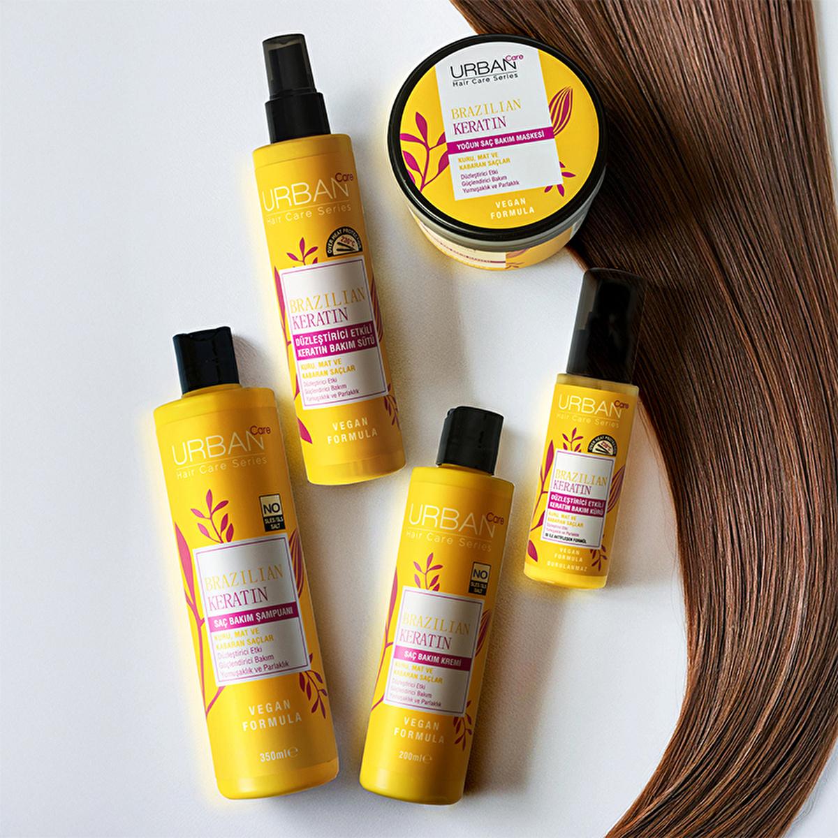 Urban Care Brazilian Keratin Hair Smoothing Milk: Heat Protection & Frizz Control, Vegan & UV Protection - Keratin Hair Treatment for Smooth, Straight Hair