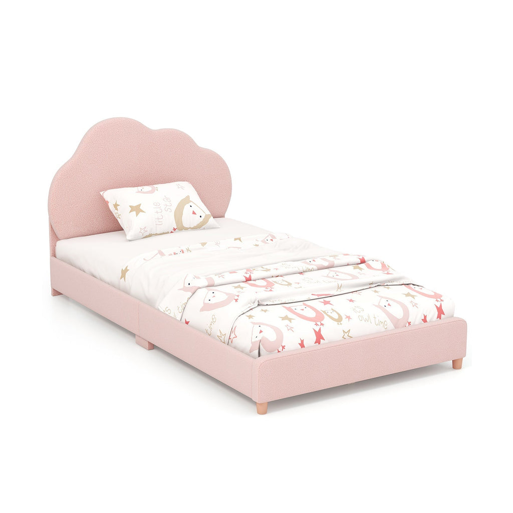 Twin Bed Frame with Height-Adjustable Headboard and Sturdy Wooden Slats
