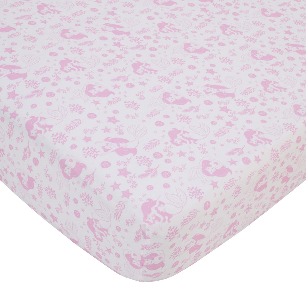 The Little Mermaid Pink and White Ariel Cute by Nature Fitted Crib Sheet