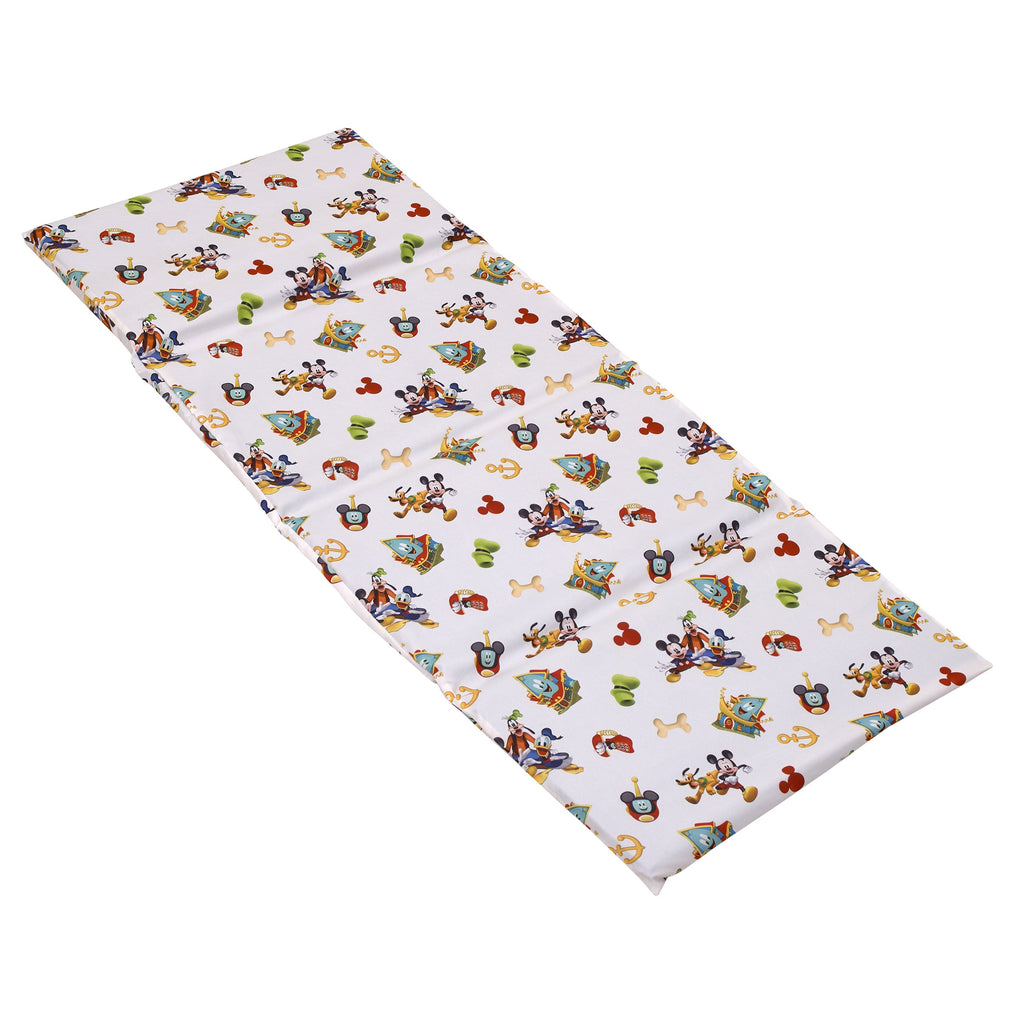 Mickey Mouse Funhouse Crew Blue, Red, Yellow, and White, Funny, Donald Duck, Goofy and Pluto Preschool Nap Pad Sheet