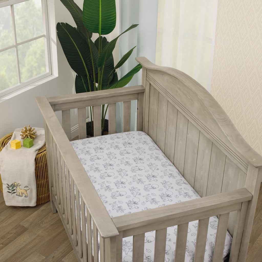 Lion King Leader of the Pack Grey, Sage, Ivory and Yellow 3 Piece Nursery Crib Bedding Set - Comforter, Fitted Crib Sheet, and Crib Skirt
