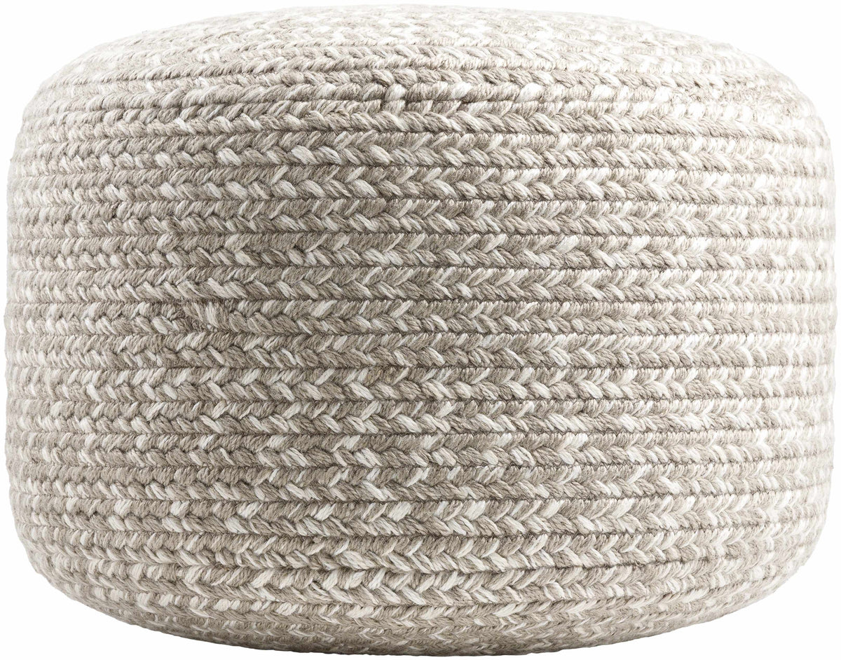 Tonanitla Natural Fiber Light Gray Knitted Outdoor Pouf