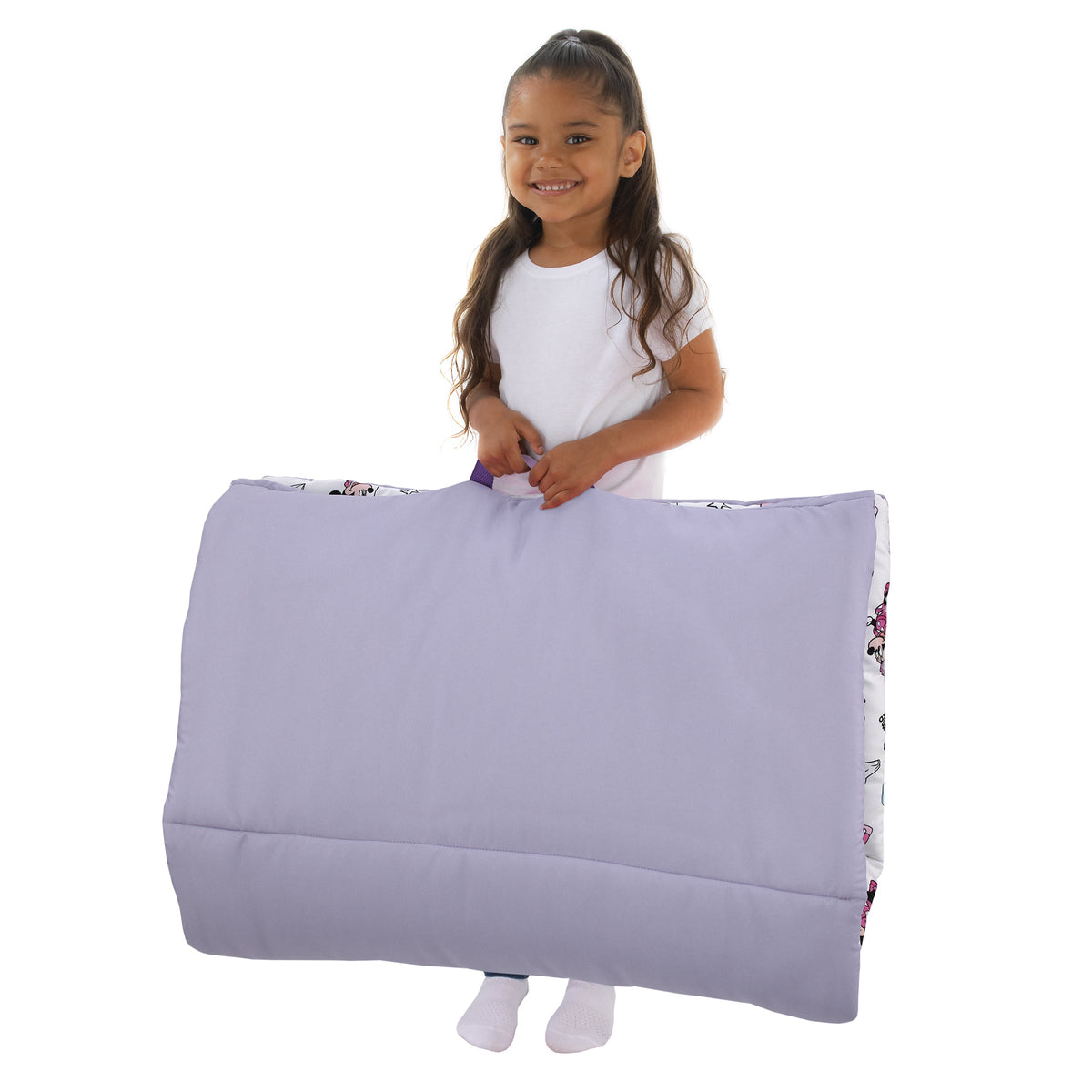 Minnie Mouse I am Awesome Lavender, Pink, and White, Daisy Duck, Rainbow Hearts and Stars Deluxe Easy Fold Toddler Nap Mat