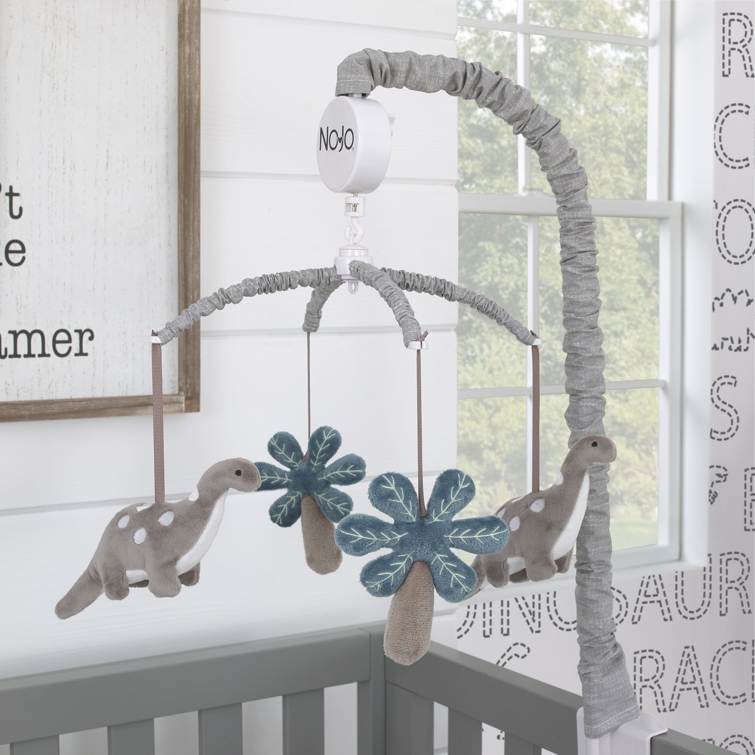 Baby-Saurus Gray Brontosaurus and Palm Tree Musical Mobile