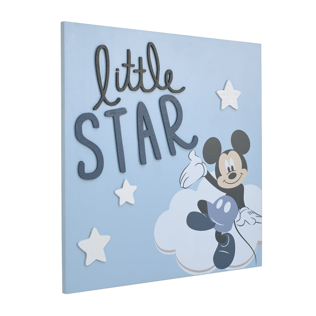 Mickey Mouse Little Star Blue and White Clouds and Stars Wood Wall DÃ©cor
