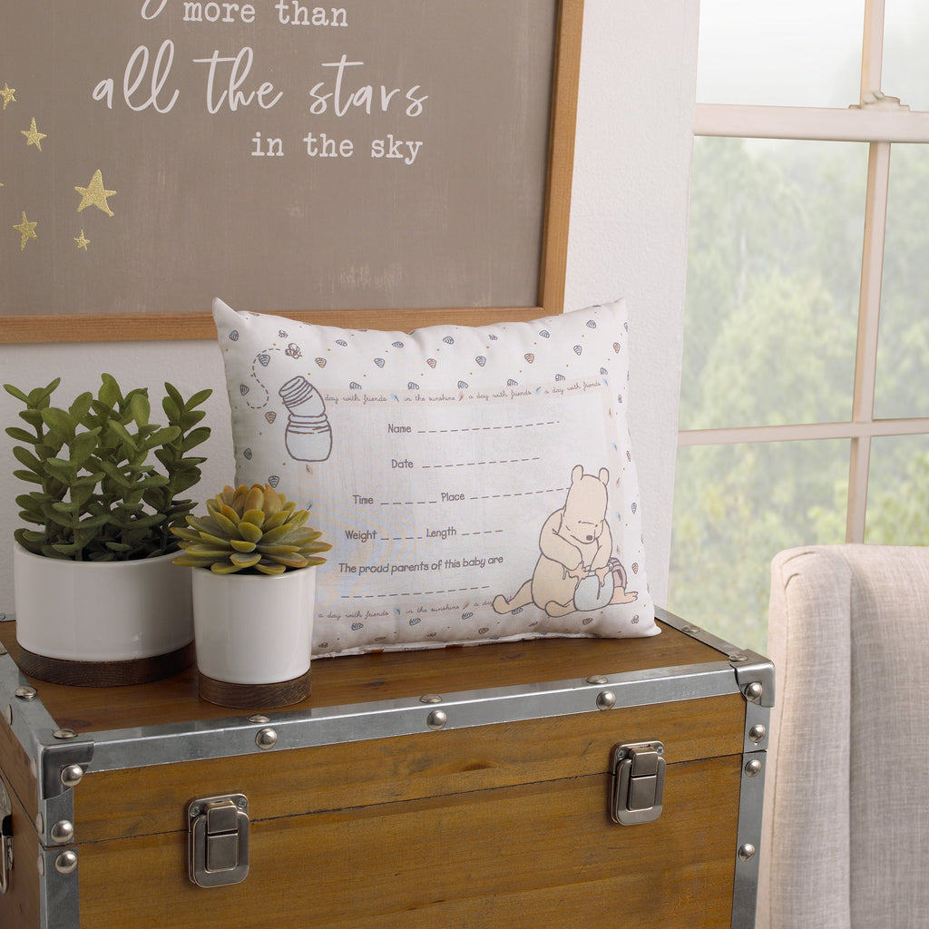 Winnie the Pooh Decorative Keepsake Pillow â€“ Personalized Birth Pillow