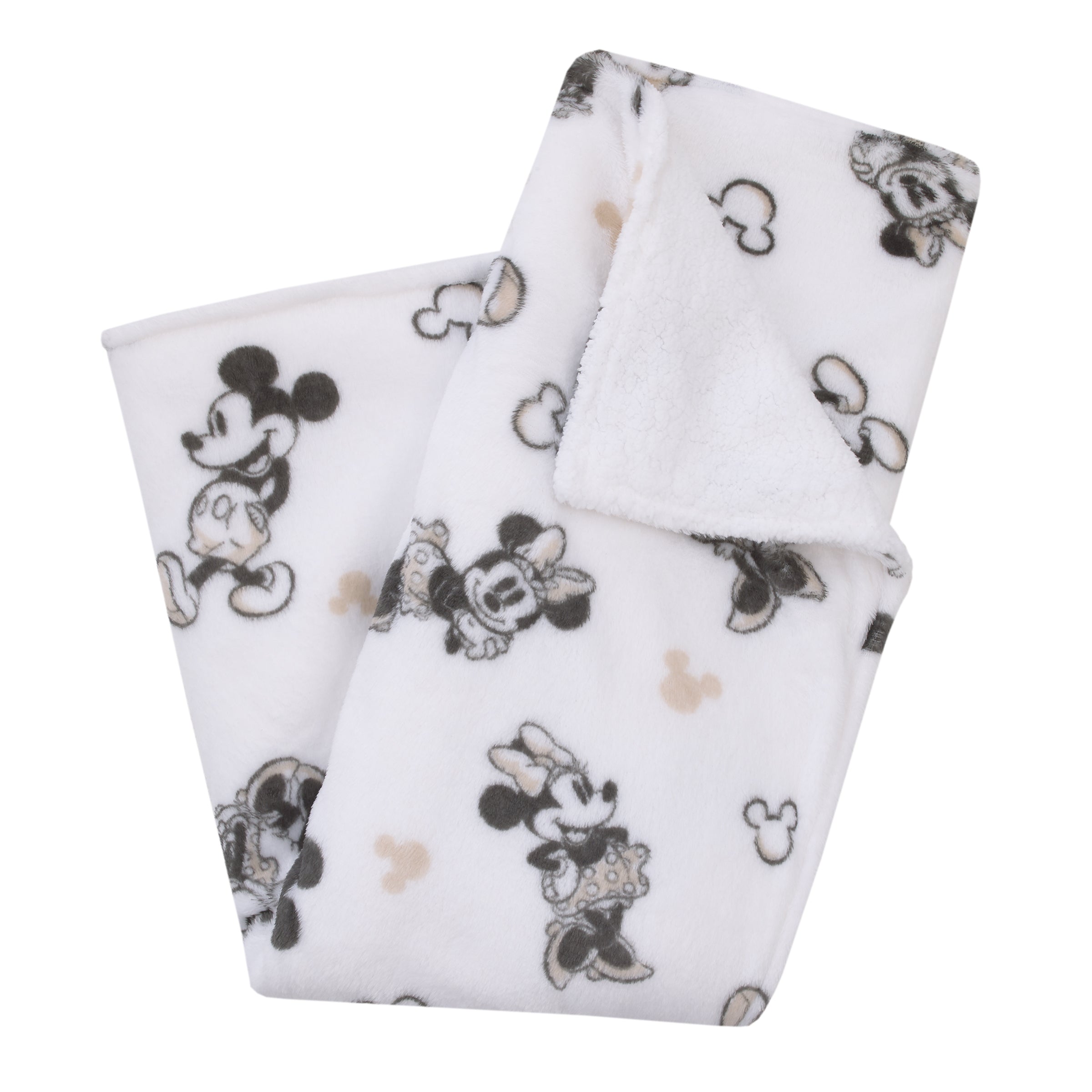 Mickey and Minnie Mouse Black and White Super Soft Sherpa Baby Blanket