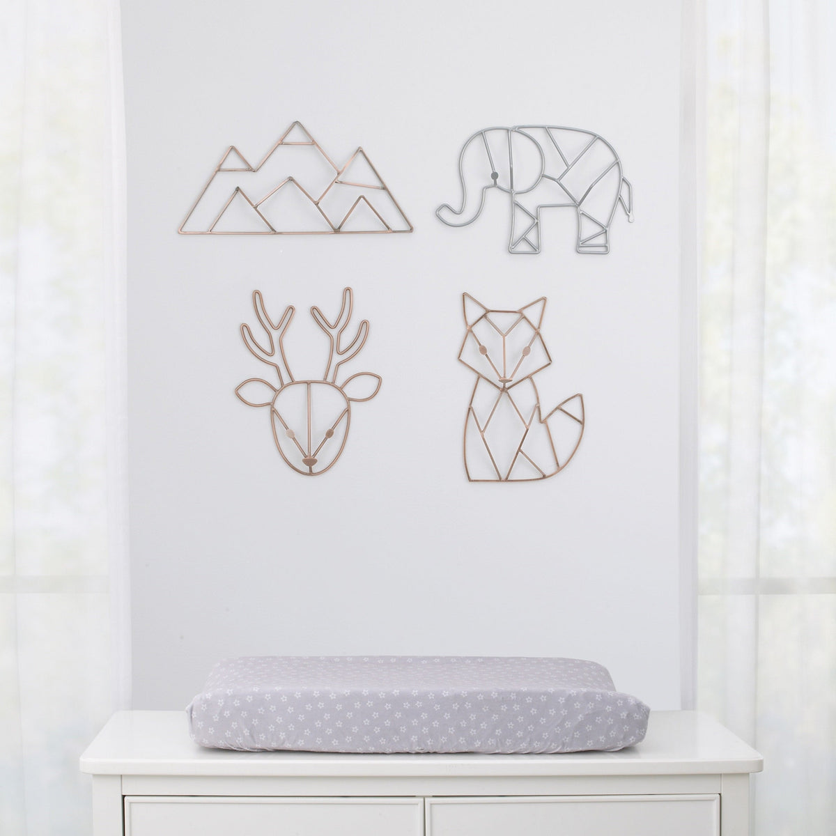 Mountain Shaped Wire Nursery Wall Decor, Copper Finish