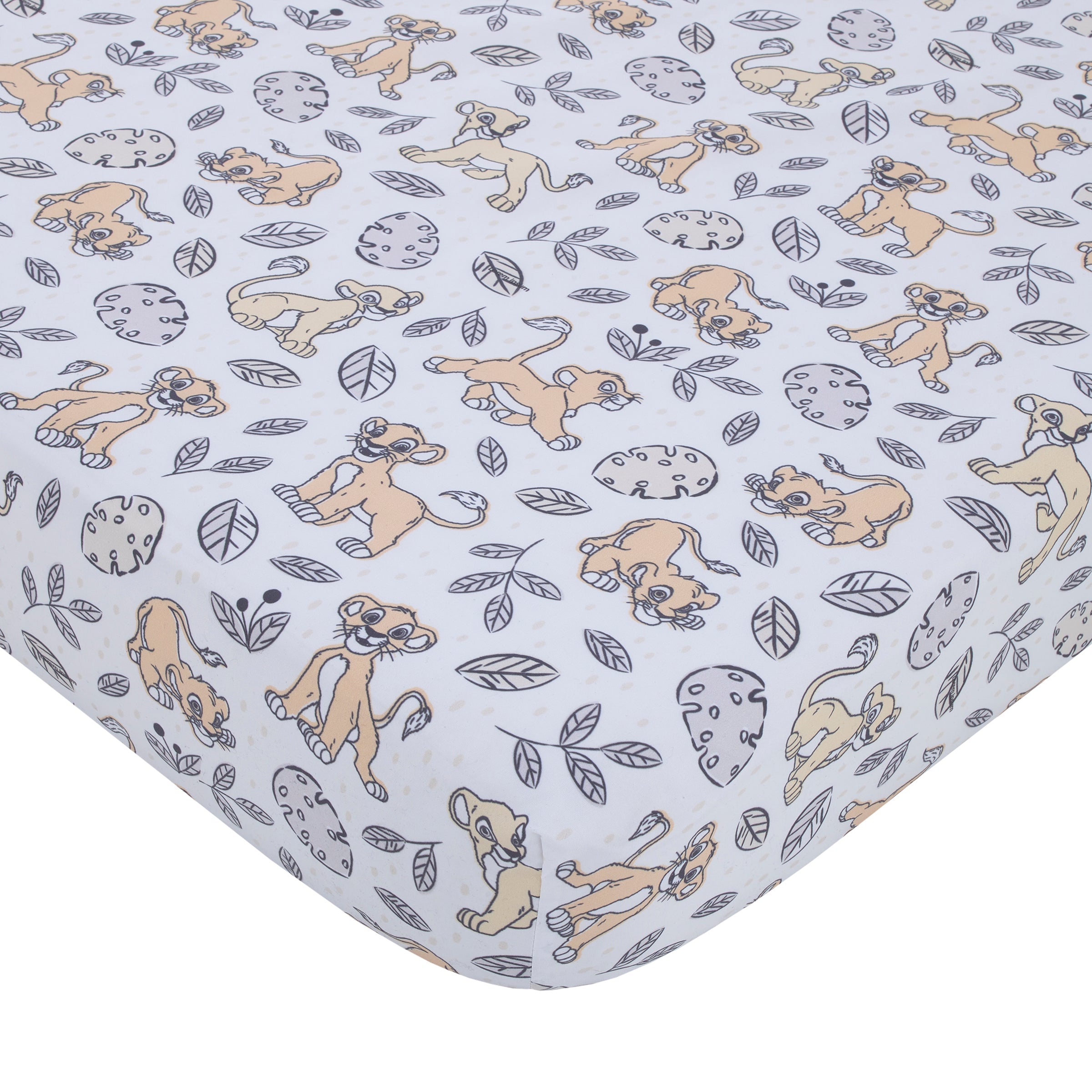 Lion King Daddy's Little Cub Grey, White and Tan Simba and Nala 6 Piece Nursery Crib Bedding Set - Comforter, Two Fitted Crib Sheets, Crib Skirt, Blanket and Changing Pad Cover