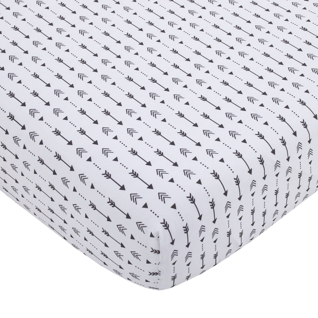 Little Man Cave Ivory and Black Arrows Nursery Fitted Crib Sheet