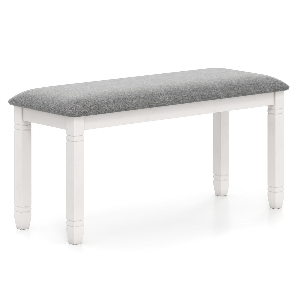 Upholstered Bedroom Bench with Padded Seat and Solid Wood Legs-Gray