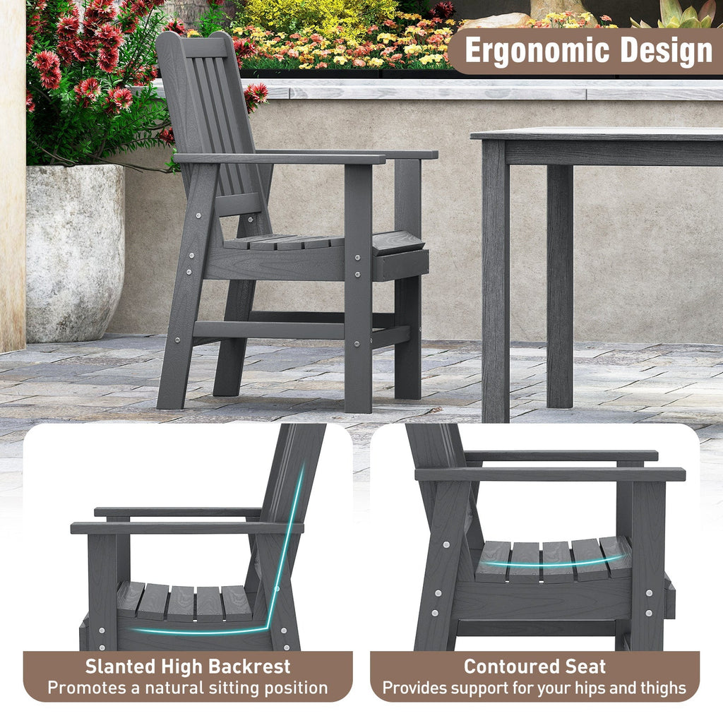 7 Pieces Patio Dining Set Outdoor HDPE Weather Resistant Table and Chairs Set
