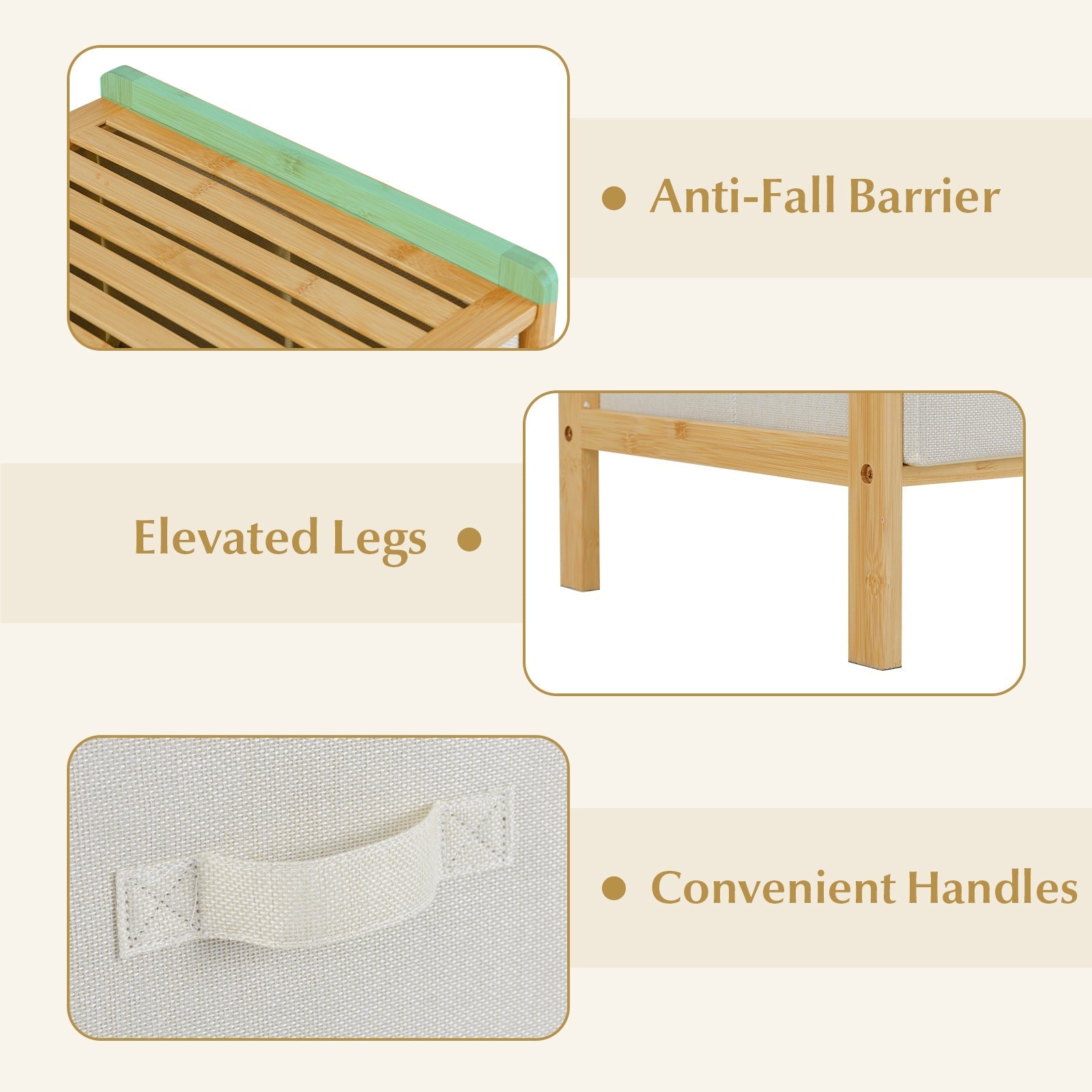 Fabric Dresser with 6 Drawers with 6 Folding Fabric Bins for Bedroom Living Room-Natural