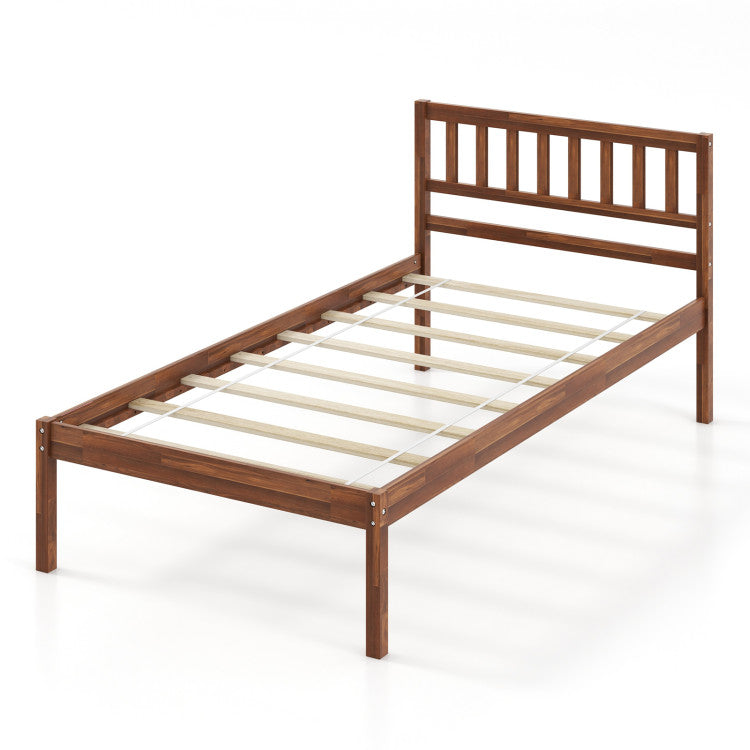 3-Piece Bedroom Bundle: Twin Size Wood Bed Frame + Dining Bench 2/3 Person Entryway Shoe Bench + Rattan Nightstand End Table