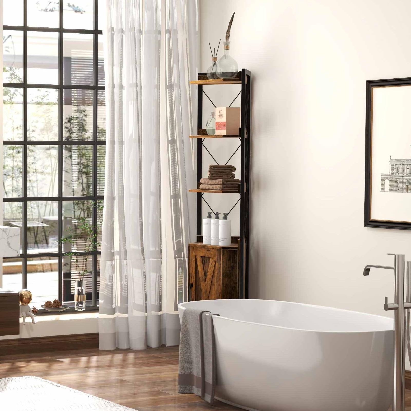 2-Piece Bathroom Storage Bundle: Over-the-Toilet Cabinet + Tall Corner Shelf