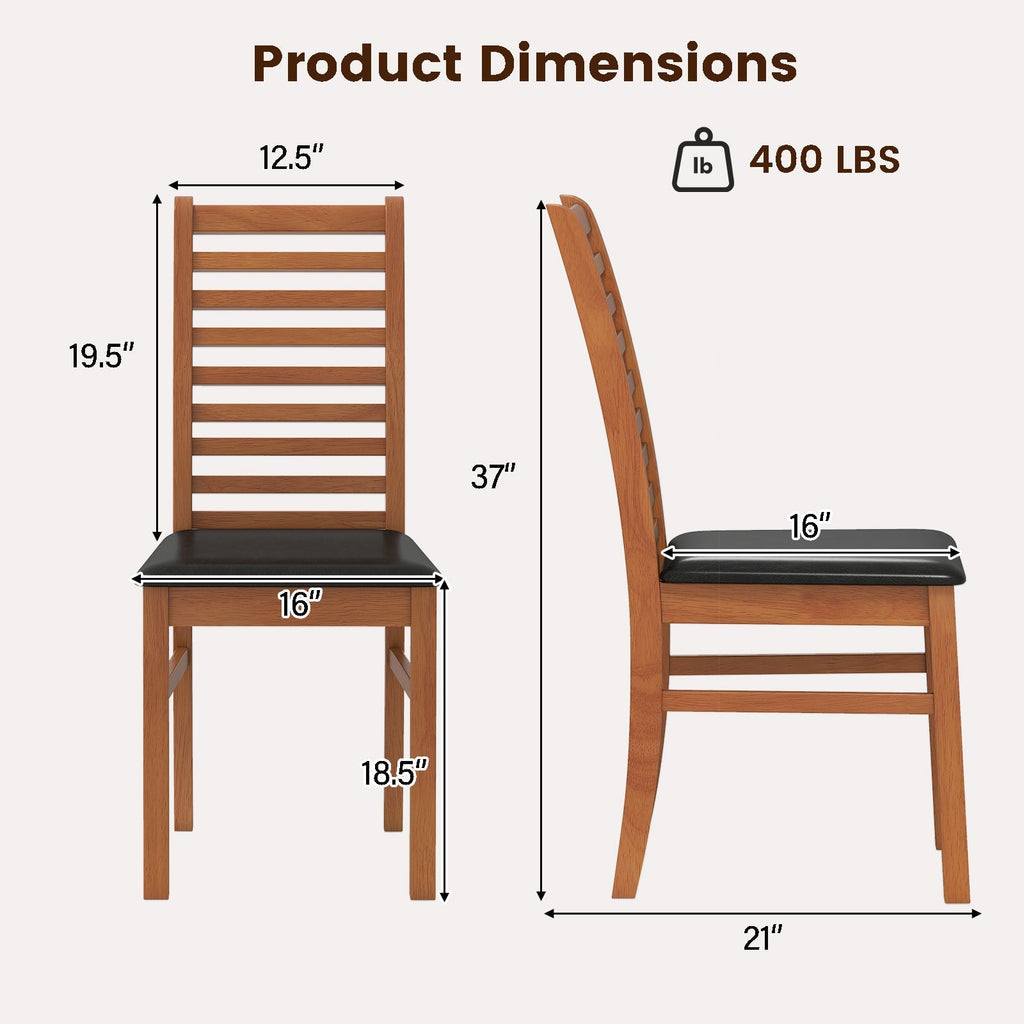 Set of 2 Wooden Dining Chair with Rubber Wood Legs for Living Room