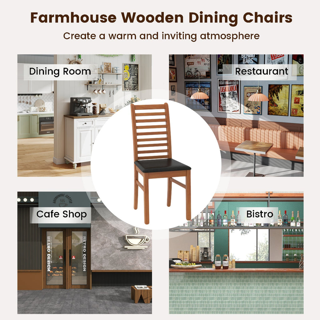 Set of 2 Wooden Dining Chair with Rubber Wood Legs for Living Room