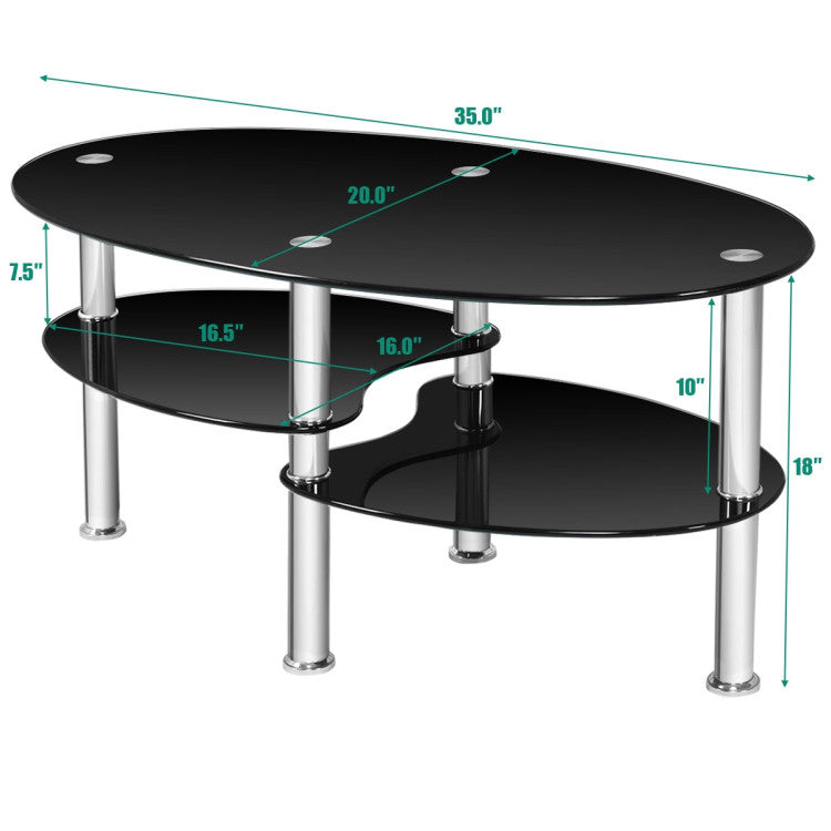 Modern Accent Chair & Tempered Glass Oval Side Coffee Table Set