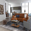 4-Piece Home Furniture Set with 2 Swivel Bar Stools Kitchen Sideboard Sectional Sofa & Glass Coffee Table