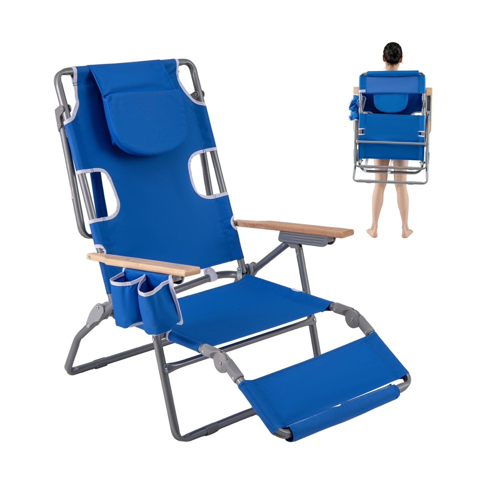 3-IN-1 Foldable Beach Chair with Footrest and Adjustable Backrest