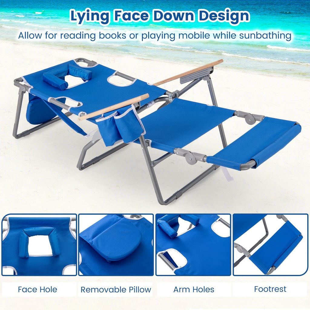 3-IN-1 Foldable Beach Chair with Footrest and Adjustable Backrest