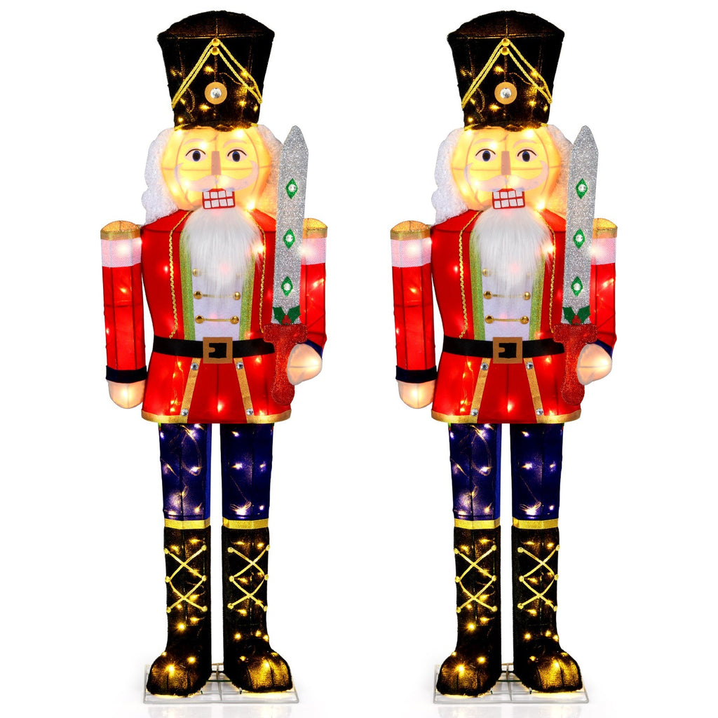 Set of 2 5 FT Christmas Nutcracker Outdoor Christmas Decoration with Glitter Sword