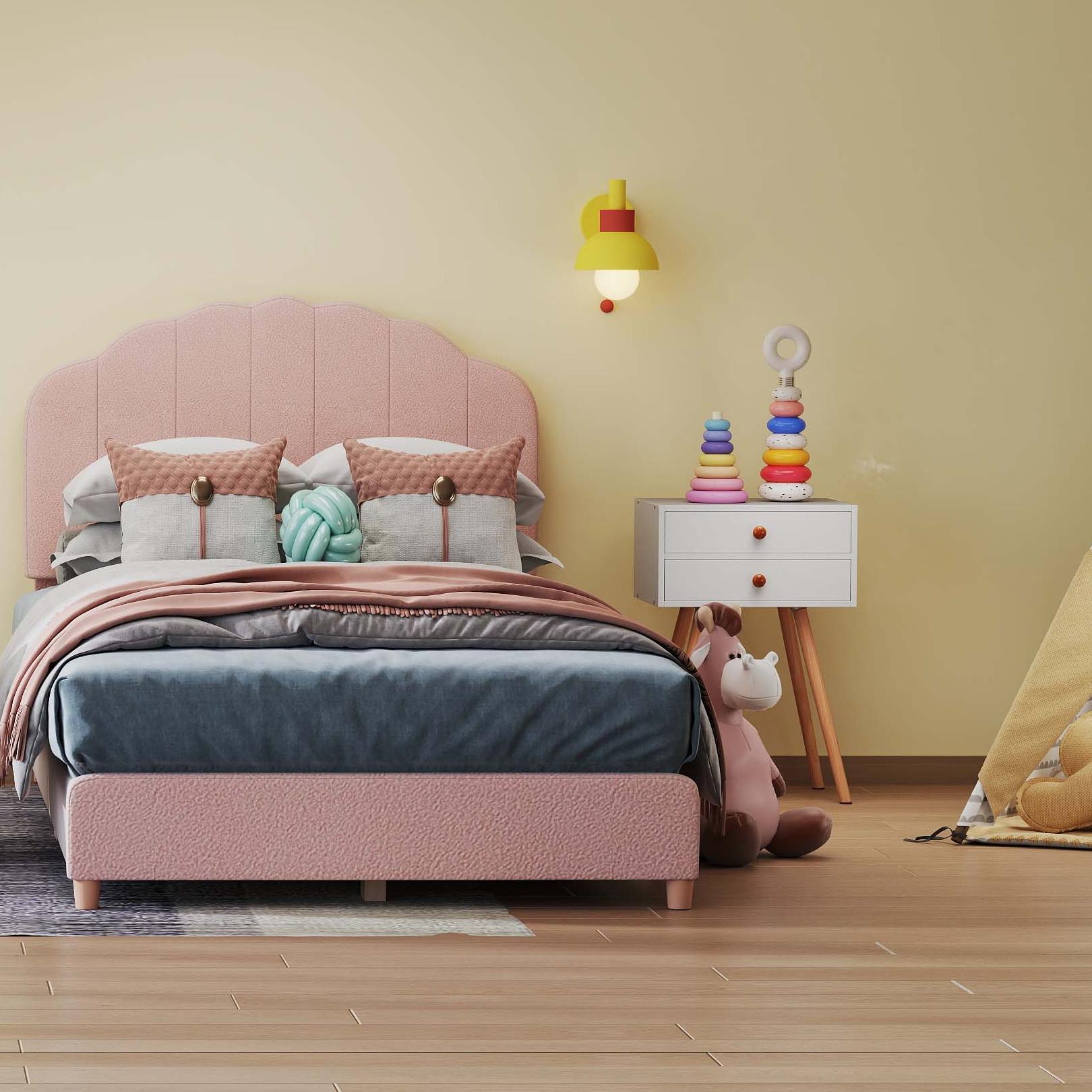 Children’s Room Furniture Bundle: Twin Pink Bed Blue & Pink Rocking Chairs Storage End Table