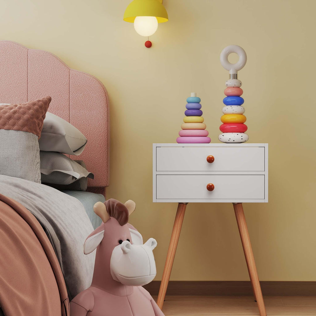 Children’s Room Furniture Bundle: Twin Pink Bed Blue & Pink Rocking Chairs Storage End Table