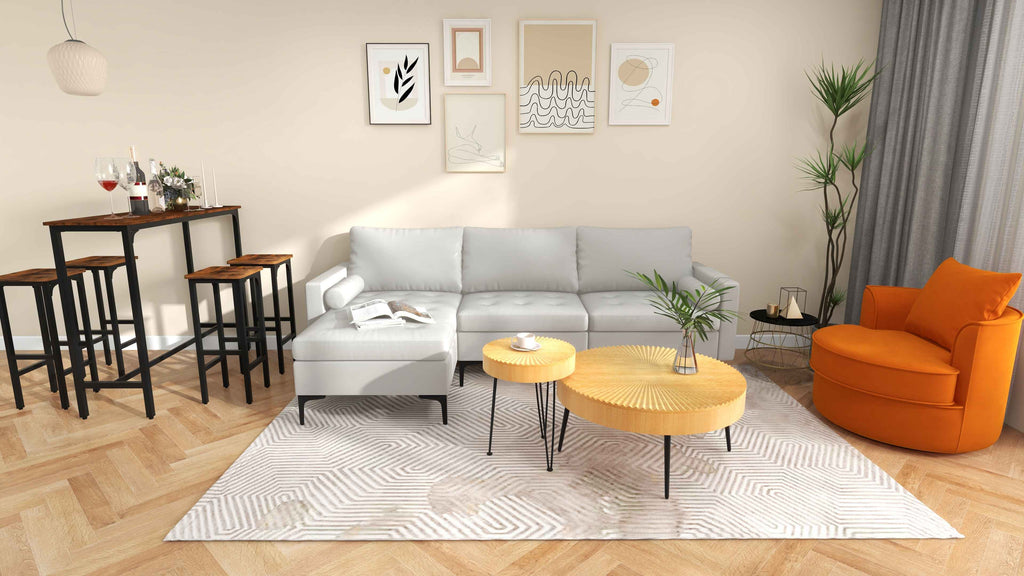 8-Piece Complete Industrial and Modern Living and Dining Room Set