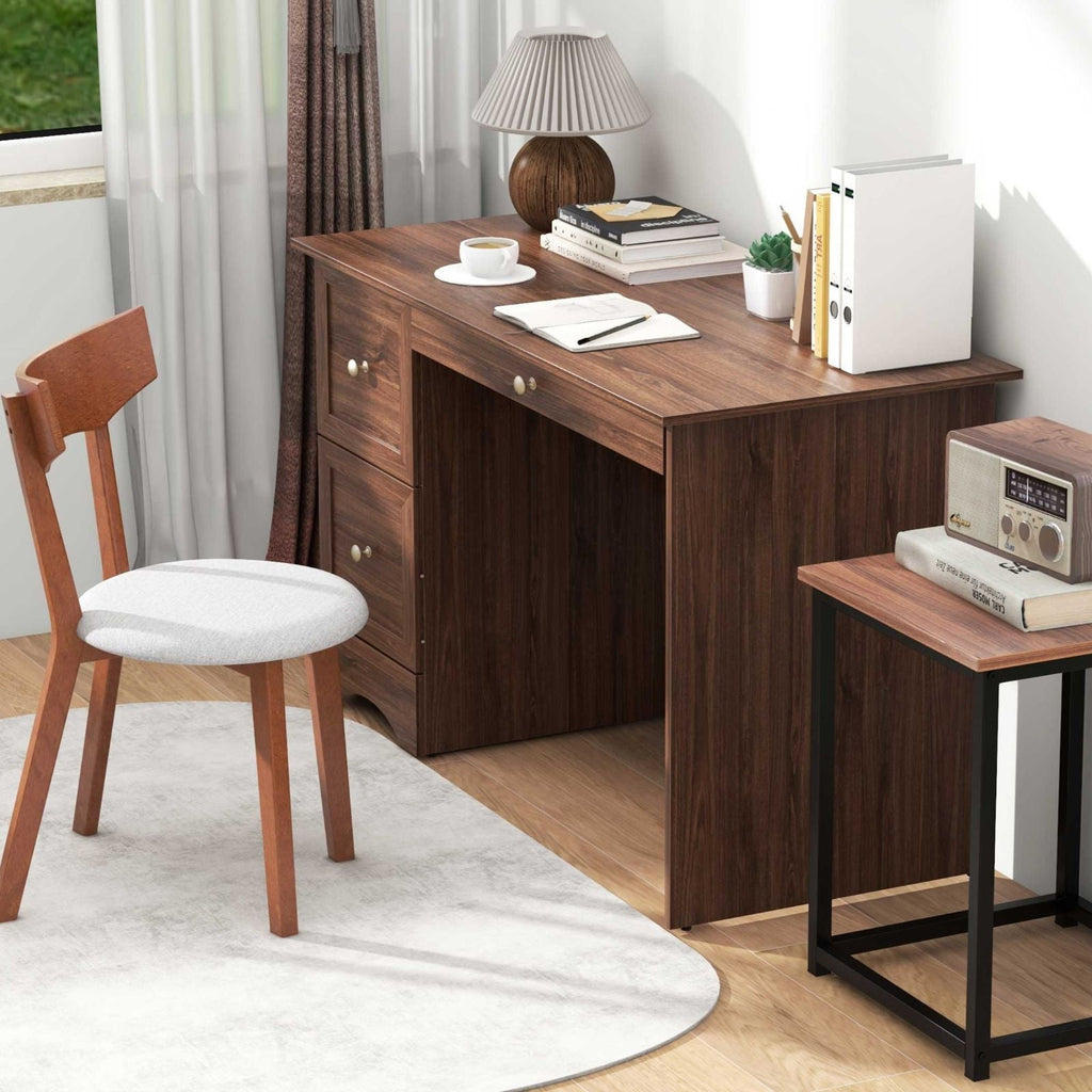 Modern Furniture Set with 2 Dining Chairs Computer Desk and 3 Pieces Coffee Tables