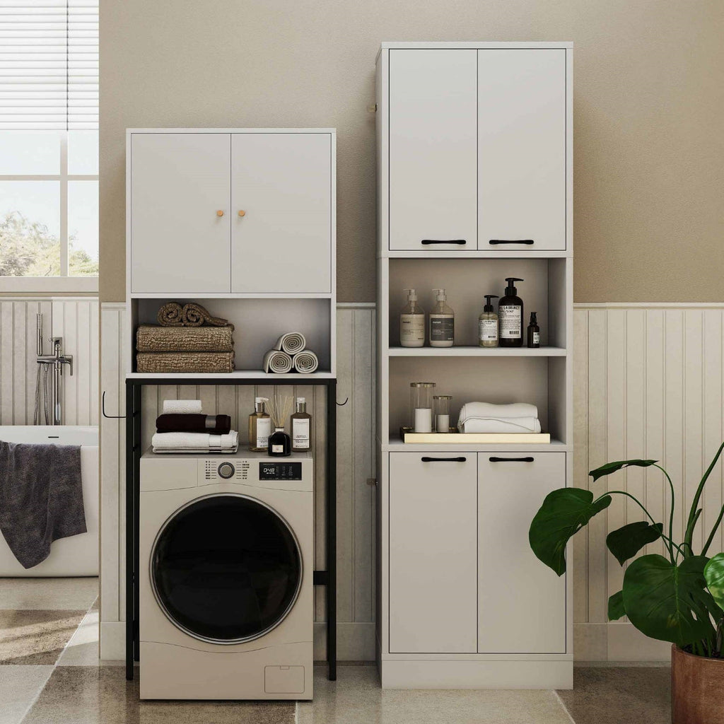 Laundry Room Bundle: 4-in-1 Storage Set Storage Cabinets and Rack Set