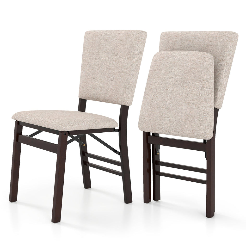 Foldable Dining Chair Set of 2 Armless Kitchen Chair with Padded Seat and Tilt Backrest