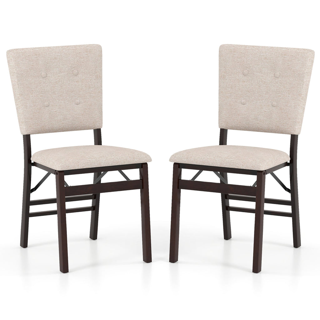 Foldable Dining Chair Set of 2 Armless Kitchen Chair with Padded Seat and Tilt Backrest