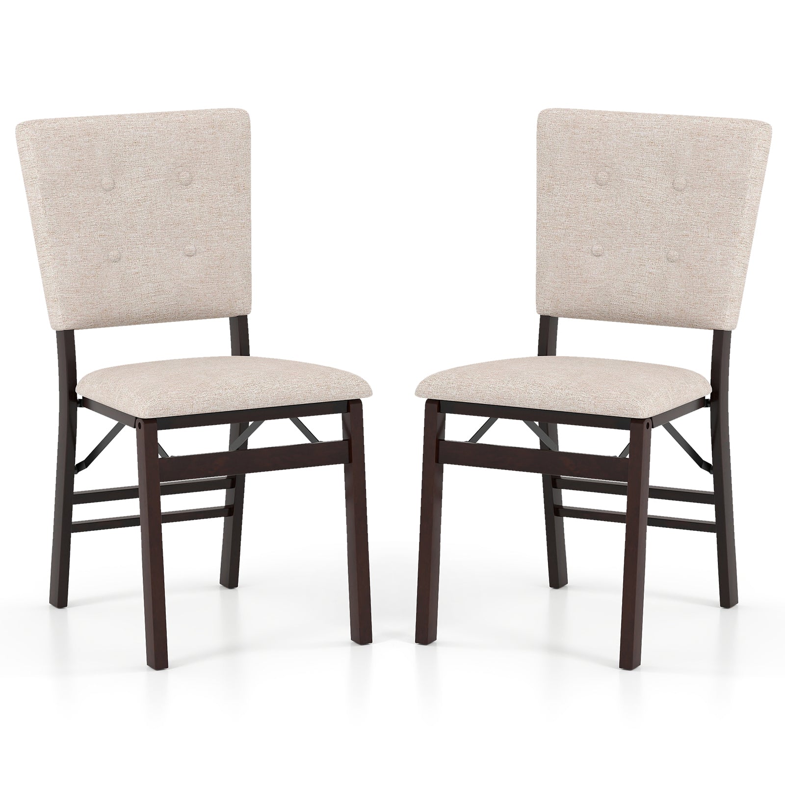 Foldable Dining Chair Set of 2 Armless Kitchen Chair with Padded Seat and Tilt Backrest