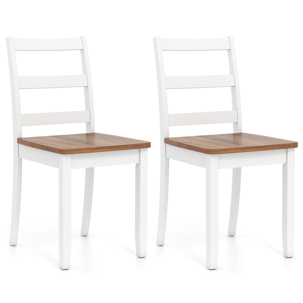 Set of 2 Wood Dining Chairs with Solid Rubber Wood Legs