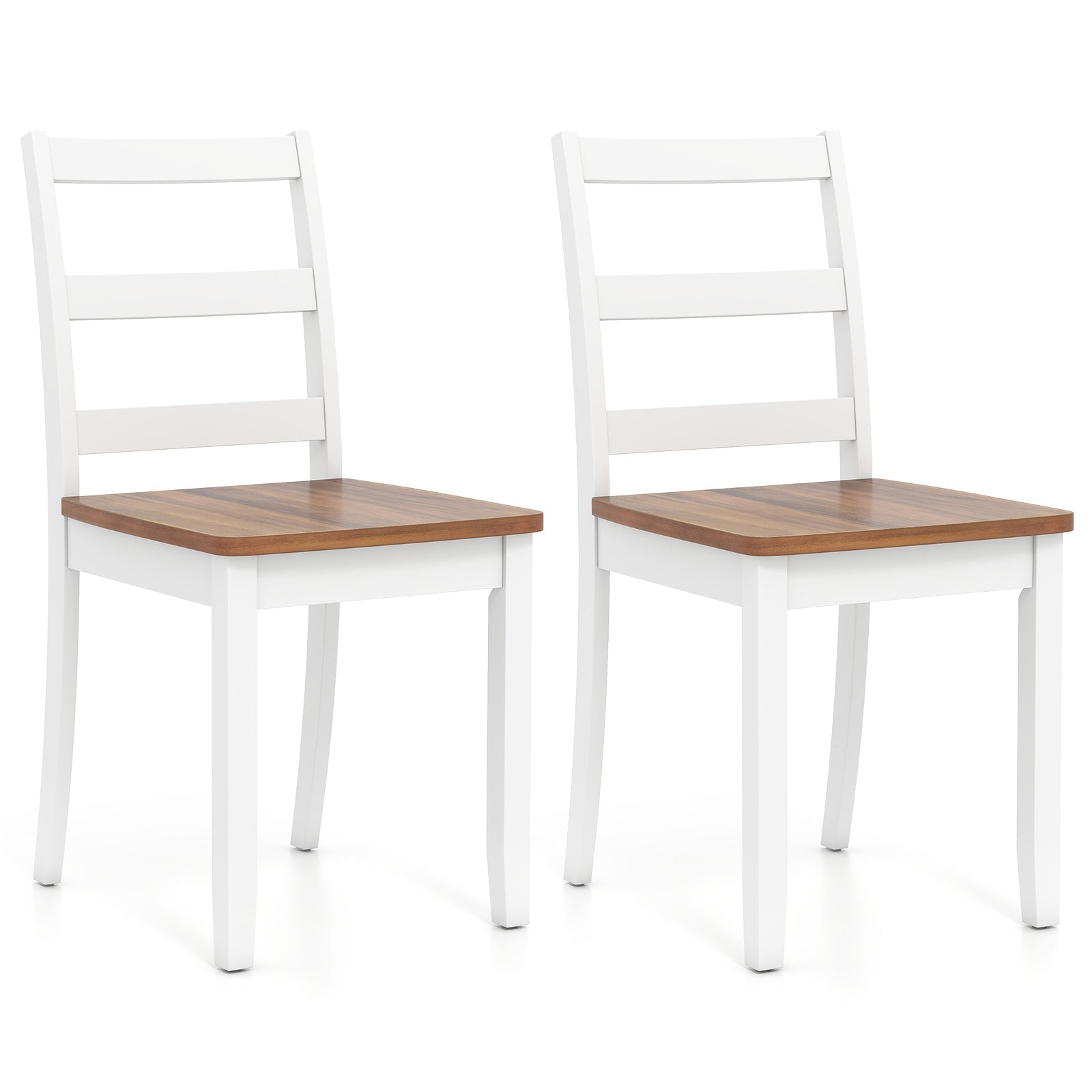 Set of 2 Wood Dining Chairs with Solid Rubber Wood Legs