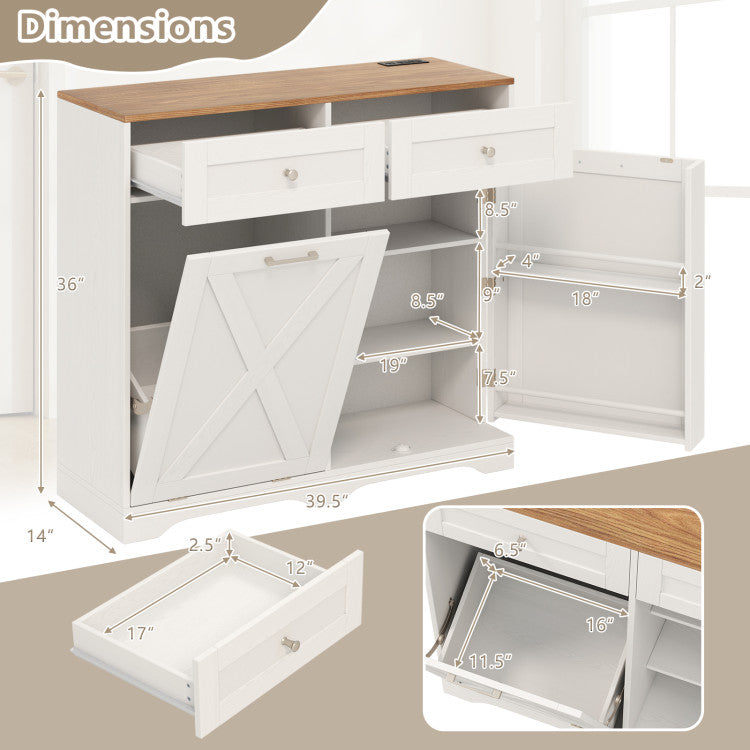 Dining Room Set: Tall Storage Cabinet and Trash Can Cabinet and Wall Mount Storage Organizer