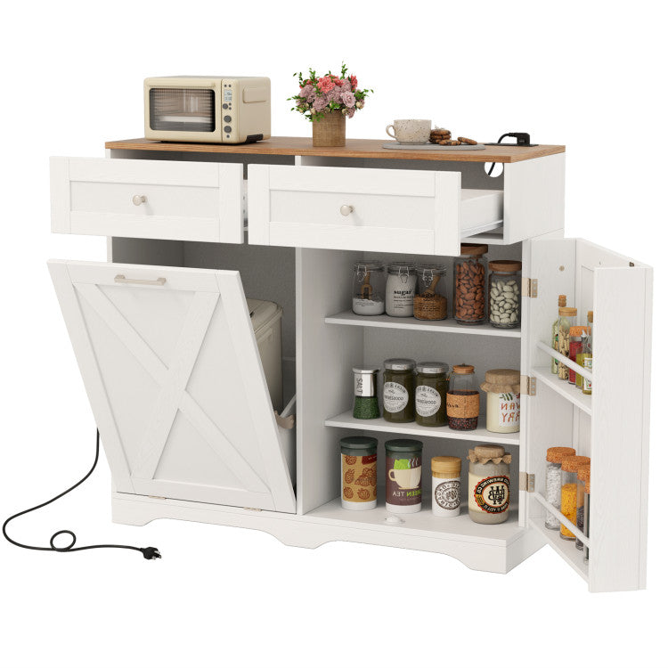 Dining Room Set: Tall Storage Cabinet and Trash Can Cabinet and Wall Mount Storage Organizer