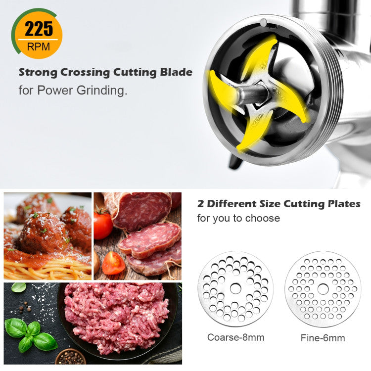 Heavy Duty 1.5HP Commercial Meat Grinder with Reverse High Efficiency and Anti-Clog