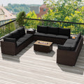 Outdoor PE Rattan Conversation Set with 32‚Äù Propane Fire Pit Table and Tank Holder