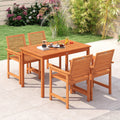 5 Pieces Patio Wood Dining Set Outdoor Rectangular Table and Chairs