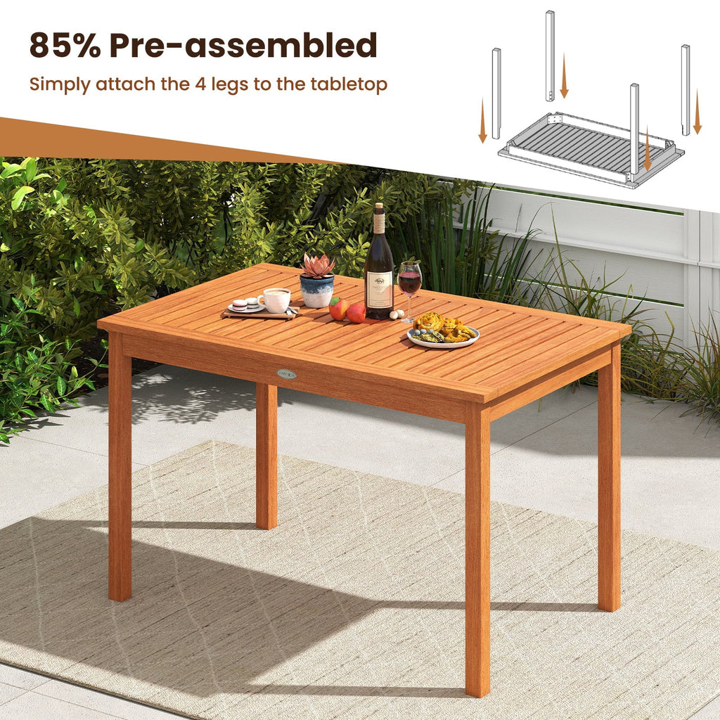 5 Pieces Patio Wood Dining Set Outdoor Rectangular Table and Chairs
