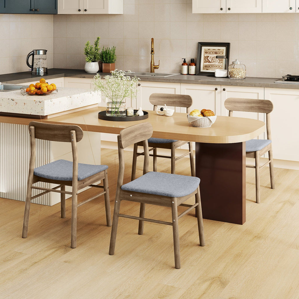 Fabric Upholstered Kitchen Armless Dining Chairs with Rubber Wood Frame Set of 2-Oak