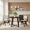 3-Piece Mid-Century Dining Set with 36‚Äù Round Pedestal Table and 2 Swivel Sherpa Upholstered Chairs