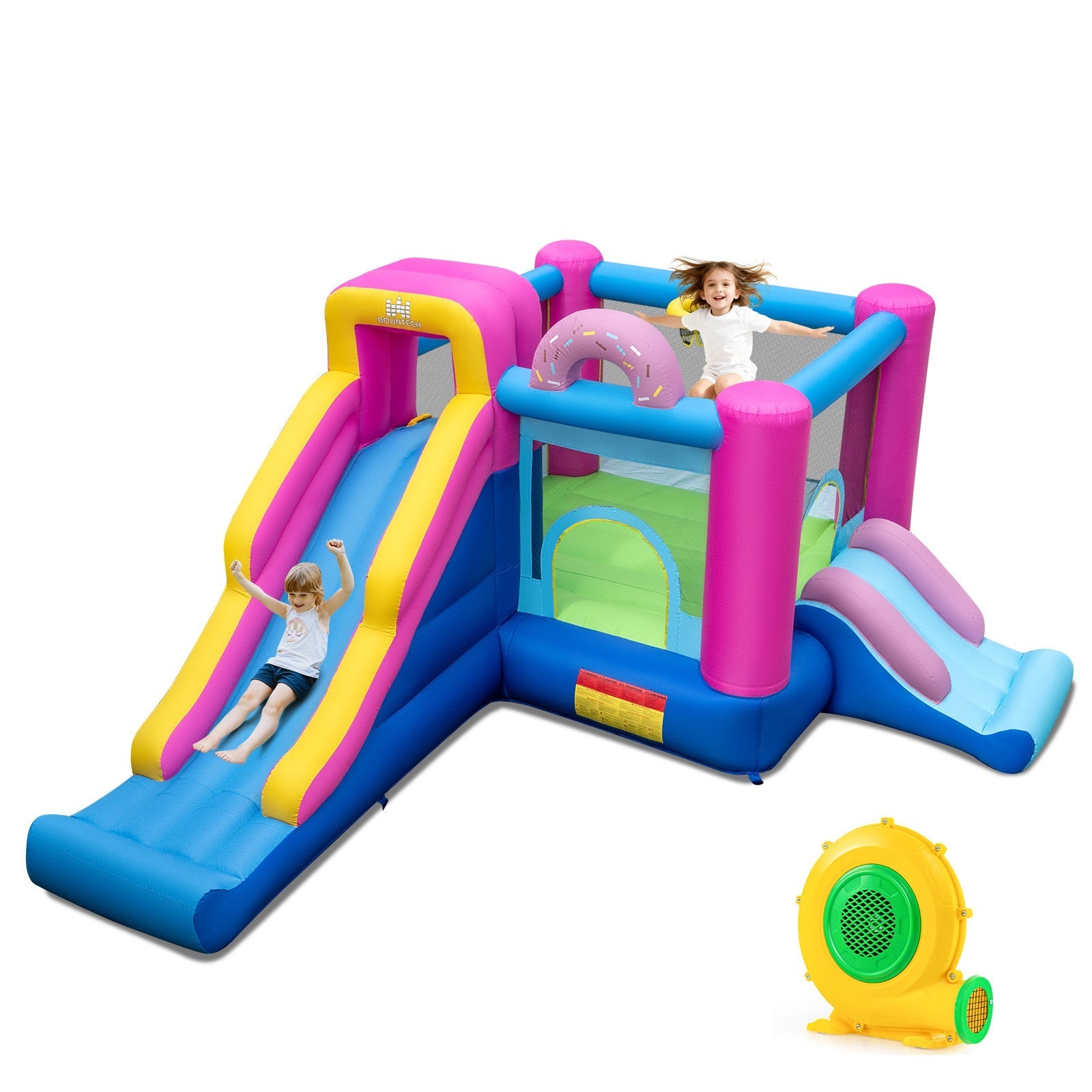 Inflatable Bounce House with Slides and Basketball Hoop (with 680W Blower)