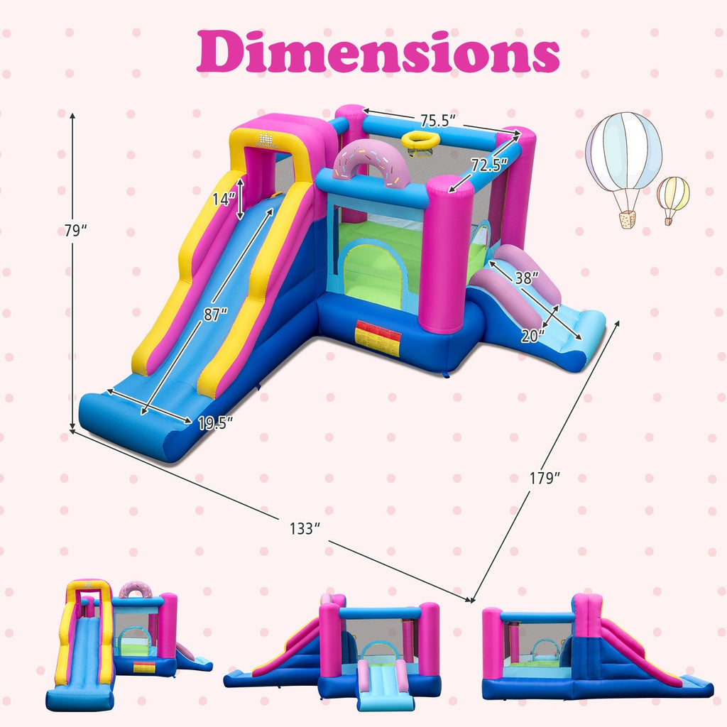 Inflatable Bounce House with Slides and Basketball Hoop (with 680W Blower)