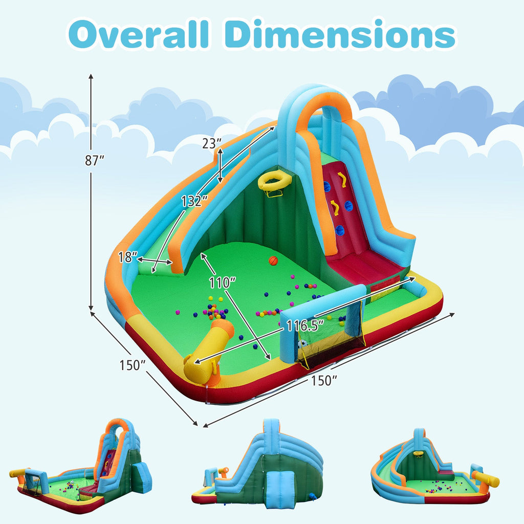 Inflatable Water Slide Park 6-in-1 Giant Bounce House without Blower costway5