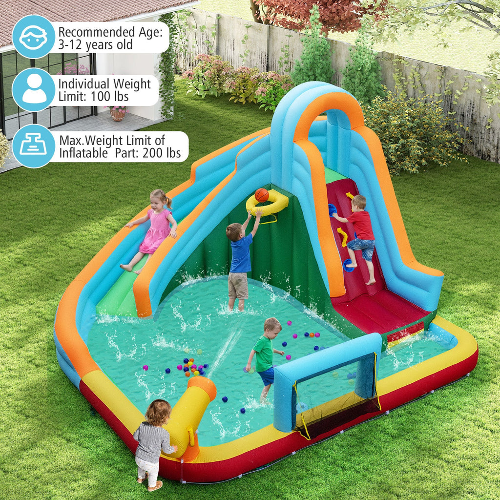 Inflatable Water Slide Park 6-in-1 Giant Bounce House without Blower costway5